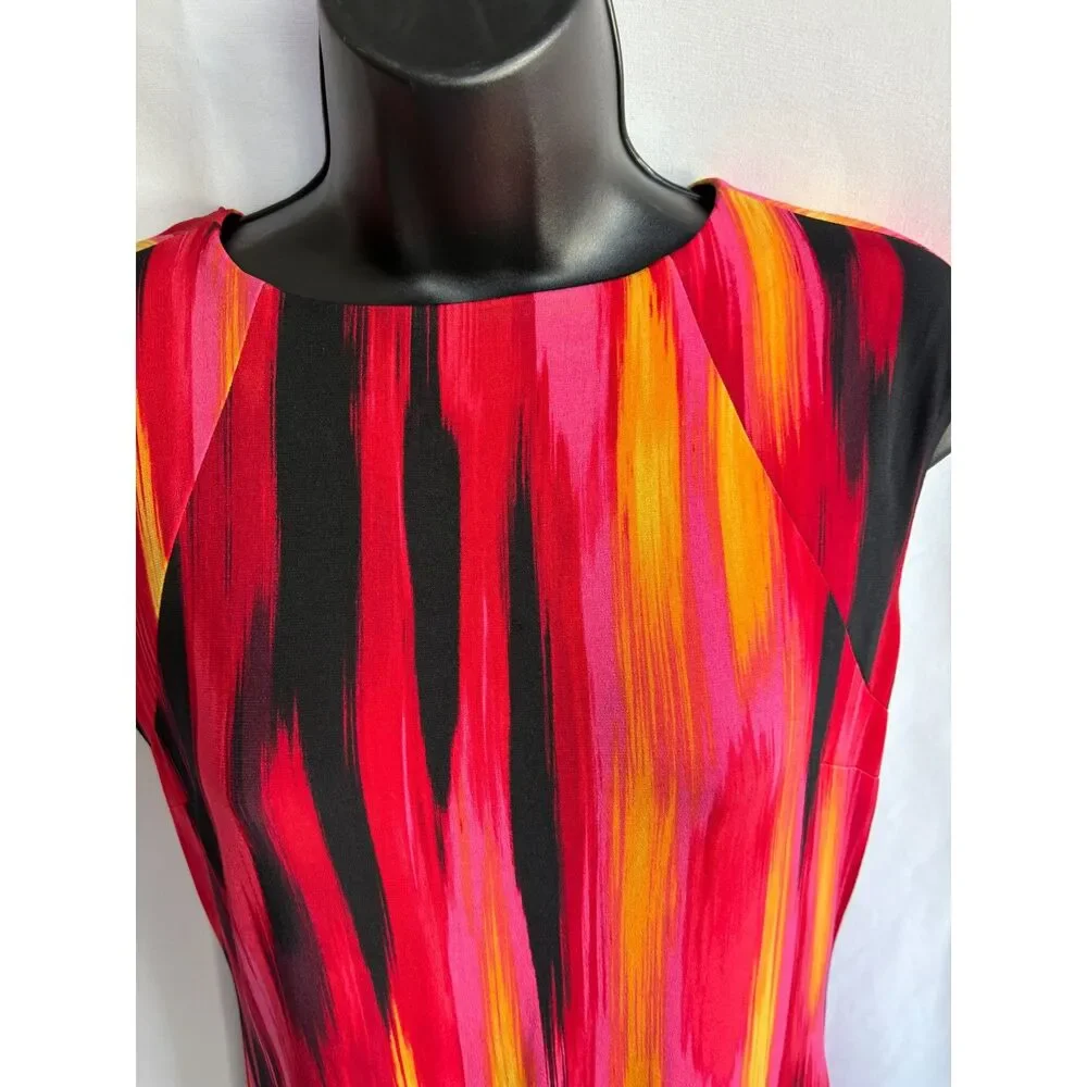 Carmen Marc Valvo Multicolor Red Sheath Mini Dress Size S 90s Professional Multi